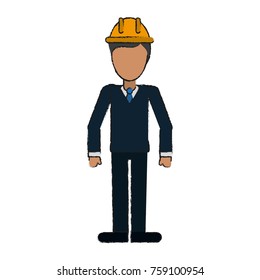 Engineer avatar full body icon vector illustration graphc design