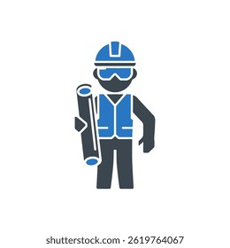 Engineer Blueprint Carrier Icon Isolated On White Background