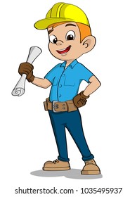 engineer boy helmet blue print