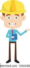Engineer Builder Architect - Holding a Book and Presenting Vector
