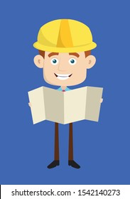 Engineer Builder Architect - Holding a Folded Paper Banner