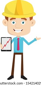 Engineer Builder Architect - Presenting Profit Growing Graph on Tablet