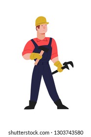 Engineer builder. Character illustration isolated on white background. People vector illustration in a flat style.