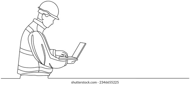 Engineer builder construction line art style vector illustration