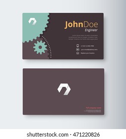 Engineer business card template. gear business card. vector stock.
