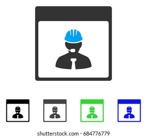 Engineer Calendar Day flat vector pictogram. Colored engineer calendar day gray, black, blue, green icon versions. Flat icon style for graphic design.