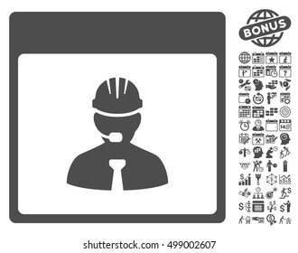 Engineer Calendar Day icon with bonus calendar and time management pictograph collection. Vector illustration style is flat iconic symbols, gray, white background.