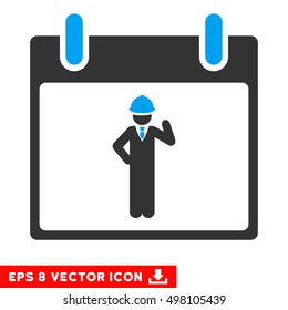 Engineer Calendar Day icon. Vector EPS illustration style is flat iconic bicolor symbol, blue and gray colors.