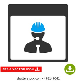 Engineer Calendar Day icon. Vector EPS illustration style is flat iconic bicolor symbol, blue and gray colors.