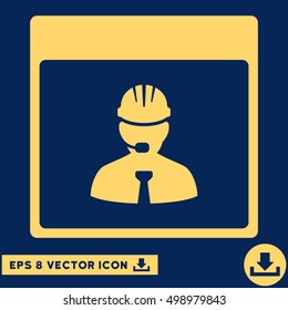 Engineer Calendar Day icon. Vector EPS illustration style is flat iconic symbol, yellow color.