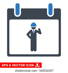 Engineer Calendar Day icon. Vector EPS illustration style is flat iconic bicolor symbol, smooth blue colors.