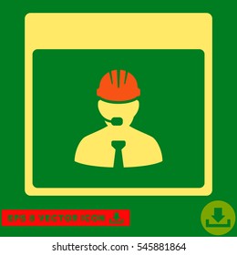 Engineer Calendar Day icon. Vector EPS illustration style is flat iconic bicolor symbol, orange and yellow colors.