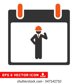 Engineer Calendar Day icon. Vector EPS illustration style is flat iconic bicolor symbol, orange and gray colors.