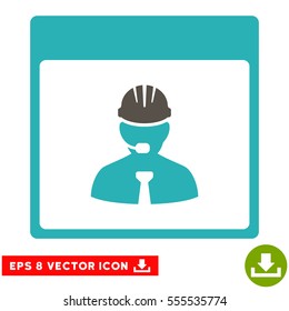 Engineer Calendar Day icon. Vector EPS illustration style is flat iconic bicolor symbol, grey and cyan colors.