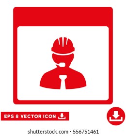 Engineer Calendar Day icon. Vector EPS illustration style is flat iconic symbol, red color.