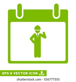 Engineer Calendar Day icon. Vector EPS illustration style is flat iconic symbol, eco green color.