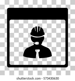 Engineer Calendar Day icon. Vector illustration style is flat iconic symbol, black color, transparent background. Designed for web and software interfaces.