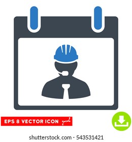 Engineer Calendar Page icon. Vector EPS illustration style is flat iconic bicolor symbol, smooth blue colors.