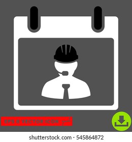 Engineer Calendar Page icon. Vector EPS illustration style is flat iconic bicolor symbol, black and white colors.
