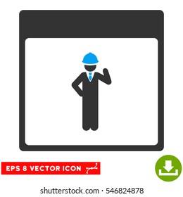 Engineer Calendar Page icon. Vector EPS illustration style is flat iconic bicolor symbol, blue and gray colors.
