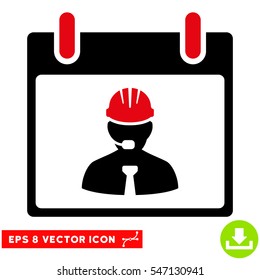 Engineer Calendar Page icon. Vector EPS illustration style is flat iconic bicolor symbol, intensive red and black colors.