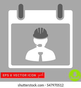 Engineer Calendar Page icon. Vector EPS illustration style is flat iconic bicolor symbol, dark gray and white colors.