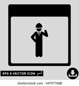 Engineer Calendar Page icon. Vector EPS illustration style is flat iconic symbol, black color.