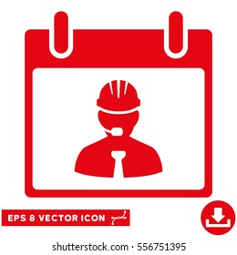 Engineer Calendar Page icon. Vector EPS illustration style is flat iconic symbol, red color.