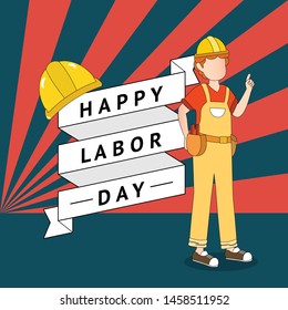 Engineer Cartoon Character For Labor Day