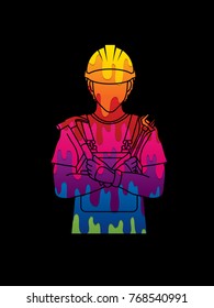 Engineer cartoon designed using colorful graphic vector