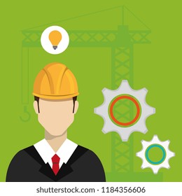 engineer character with construction equipment