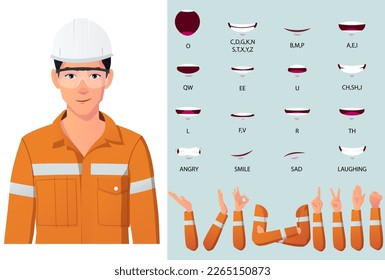 Kit de diseño para sincronización de labios, gestos de cara de carácter de ingeniero