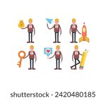 engineer characters in various poses icons set vector illustration