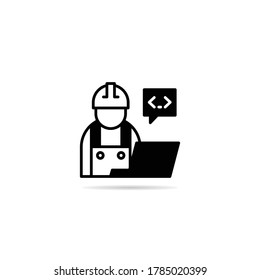engineer coding on laptop icon vector illustration