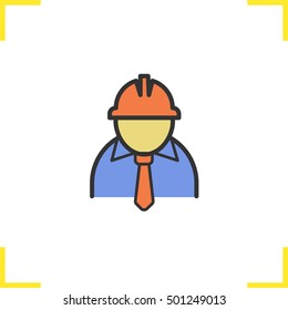 Engineer color icon. Factory chief. Architect. Isolated vector illustration