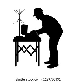 Engineer with communication silhouette vector