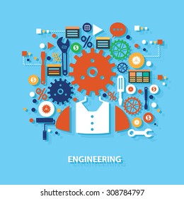 Engineer concept design on blue background,clean vector
