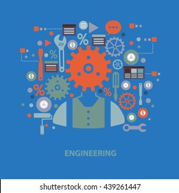 Engineer concept design on blue background,vector
