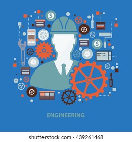 Engineer concept design on blue background,vector