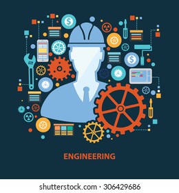 Engineer concept design on dark background,clean vector