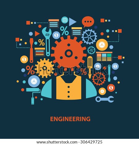 Engineer concept design on dark background,clean vector