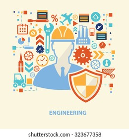 Engineer concept design on old background,clean vector