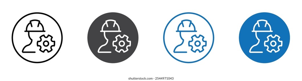 Ícone de configuração do engenheiro Sinal de logotipo em contorno de linha fina