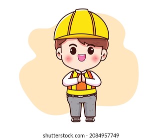 Engineer construction concept cartoon hand drawn cartoon art illustration