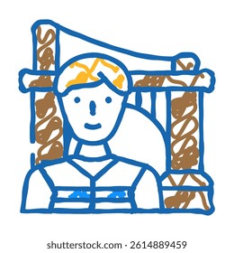engineer construction doodle icon sketch vector. engineer construction sign. isolated symbol illustration