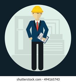 Engineer construction industrial factory manufacturing worker. vector