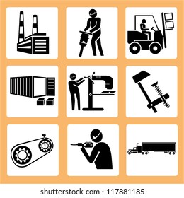 Engineer In A Construction Site, Manufacturing Set, Workshop Icon Set