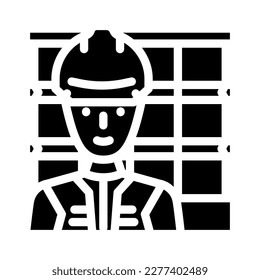 engineer construction worker glyph icon vector. engineer construction worker sign. isolated symbol illustration