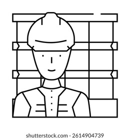 engineer construction worker line icon vector. engineer construction worker sign. isolated contour symbol black illustration