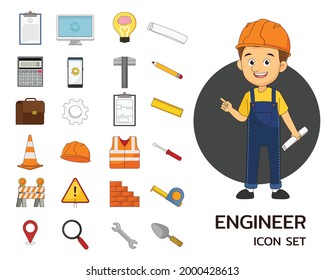 Engineer Constuction Industrail Concept Flat Icons